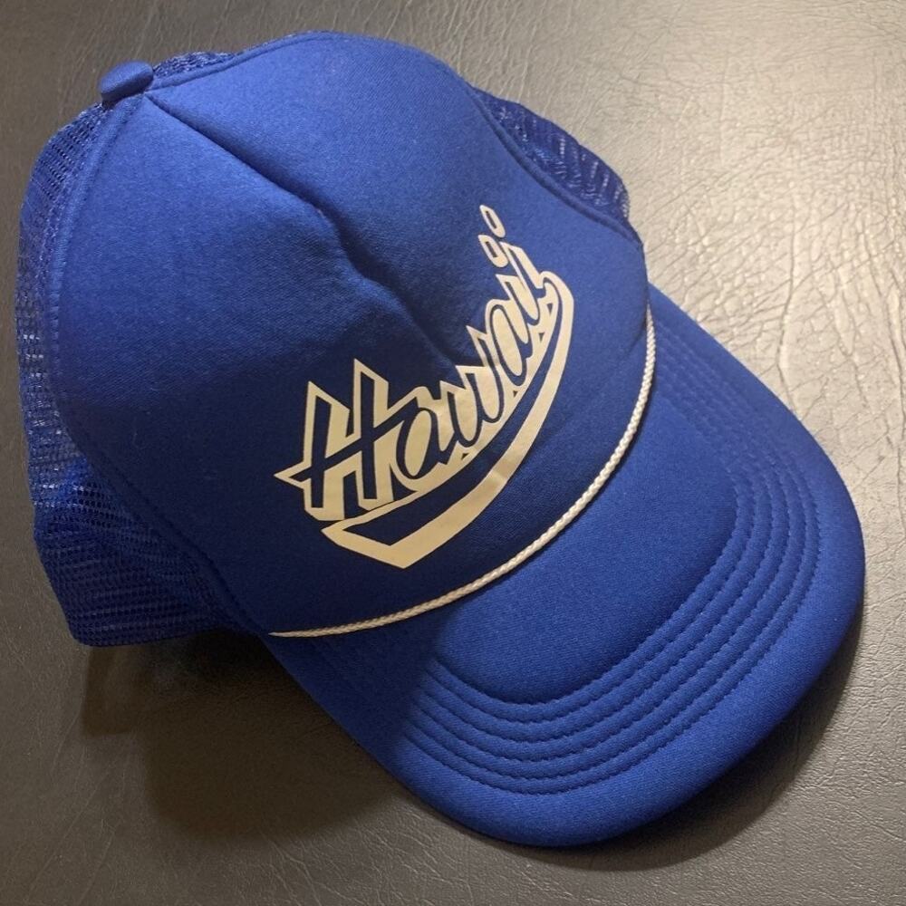 Vintage Hawaiian Headwear Hat Foam Mesh Snapback Trucker Rope Graphic Print